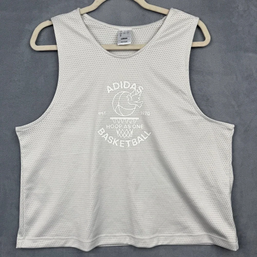 Adidas Basketball Jersey Tank Top White Mesh Hoop As One Size M‎
